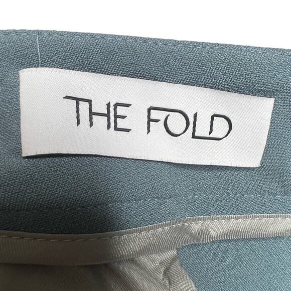 THE FOLD LONDON Trousers Straight-Leg Stretch Tailoring High Rise Blue sz 12 - Picture 6 of 9